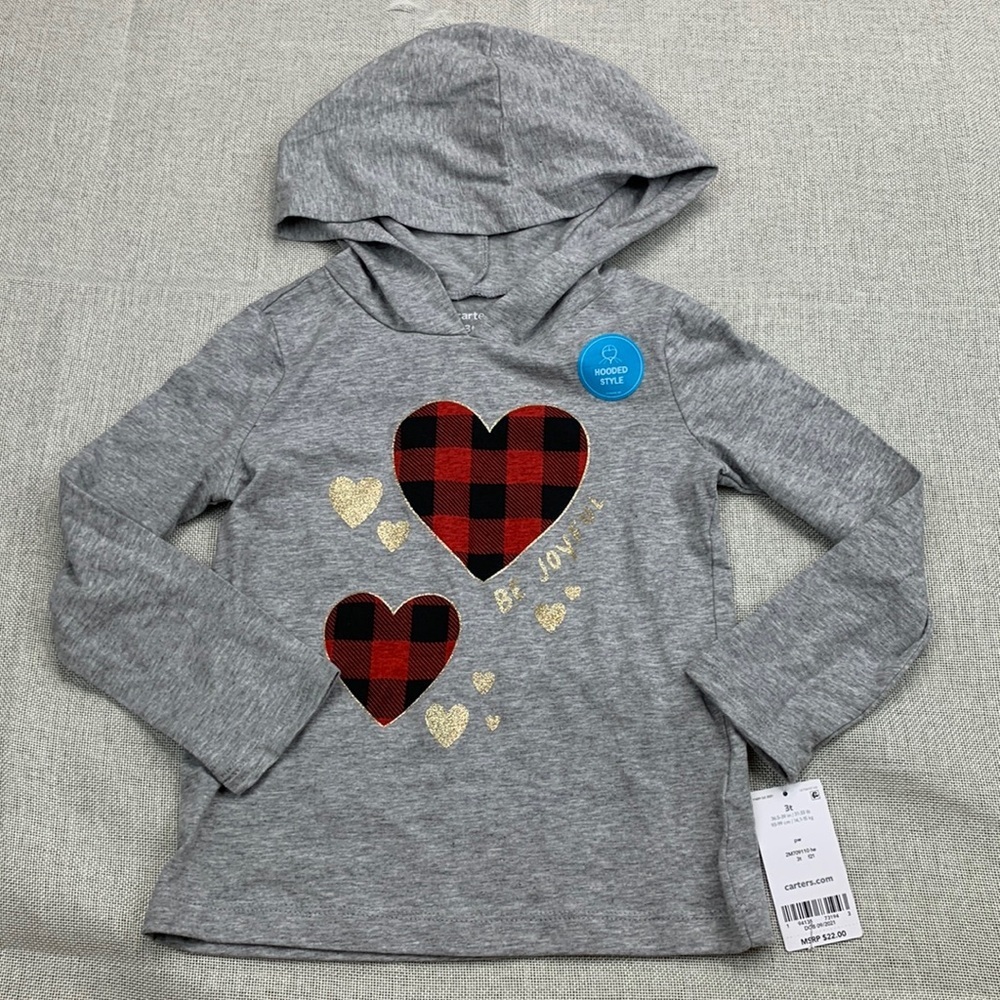 Carter's Toddler Girls Heart Hooded Top Size 3T